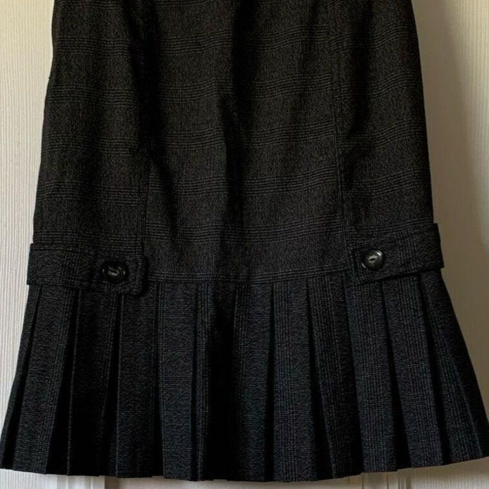 BCX Women's Gray Plaid Pleated Short Skirt with Button Accent Size 1